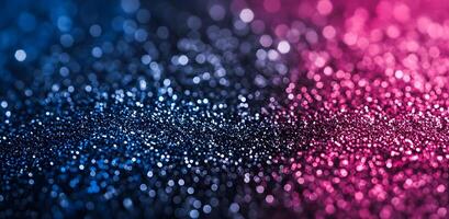 Shimmering bokeh background transitions from blue to vibrant pink with blurred sparkly lights photo