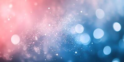 Shimmering bokeh lights illuminate soft pink and blue hues, creating a captivating abstract background photo