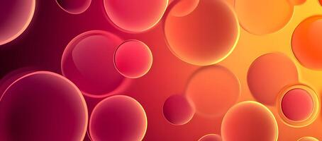 Shiny circles overlap, revealing a vibrant gradient transitioning from red to yellow in abstract photo