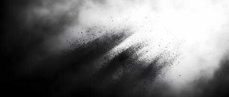 Smoke with dust, in varying shades of gray, rises against a white background photo