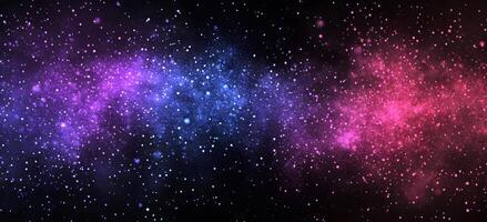 Sparkling colorful particles create a stunning cosmic nebula effect across the dark night space photo