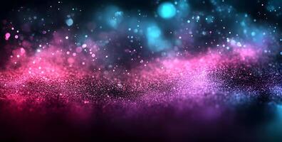 Sparkling specks scatter upwards, creating a mesmerizing glow in the vibrant, dynamic pink and blue space photo