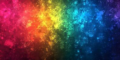 Splattered vibrant rainbow colors flow together creating a visually striking abstract texture background photo