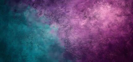 Textured background shows a gradient transition from teal to purple with a painted effect photo