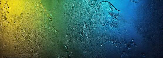 Textured surface with a vivid gradient transitions from yellow to green, blue, and deeper indigo photo