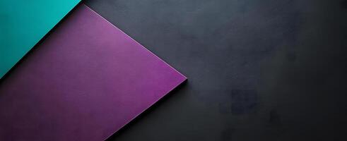 Three textured geometric panels overlap with teal, vibrant purple, and dark black color blocks photo