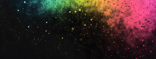Vibrant multicolor powder explodes against a dark backdrop, creating a dynamic and artistic effect photo