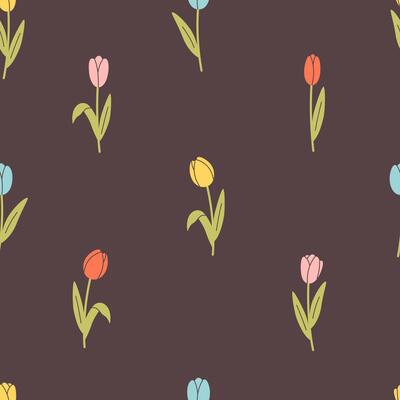 Gentle seamless pattern with tulip flowers. Cute minimalist print. Printing on textiles, wallpaper, wrapping paper
