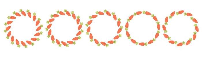 Simple circle frame with carrots. Hand drawn carrot round border, wreath. Design for invitation, card, banner, logo. vector