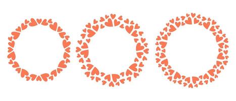 Simple circle frame with hearts. Hand drawn heart round border, wreath. Design for invitation, card, banner, logo vector