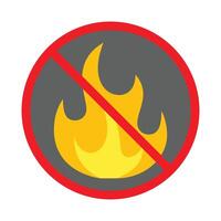 No fire sign with red circle and slash on a white background vector