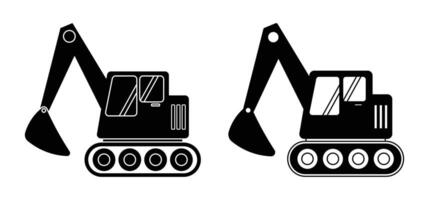 Two excavator icons isolated on a white background vector