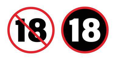 No Under 18 Allowed and 18 Plus Only Icons vector