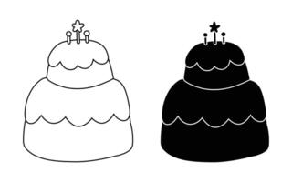 Two tiered cake with candles and star isolated on a white background vector