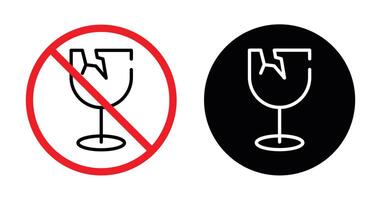 Fragile Icon Set - Handle With Care Symbol, Broken Glass Sign, Shipping Packaging vector
