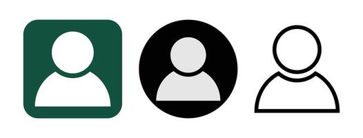 User profile icons green square black circle and outline vector