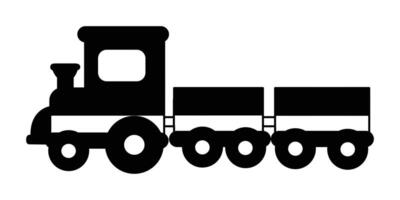 Black and white train with two carriages isolated on a white background vector