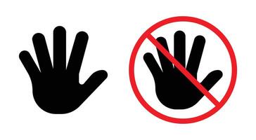 Black hand and a do not enter sign isolated on a white background vector