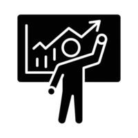 Silhouette of a person presenting a graph showing growth on a board vector