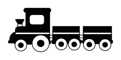 Black train with two carriages isolated on a white background vector