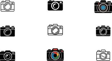 Set of Capturing memories A collection of camera icons representing a life of photography simple black vector