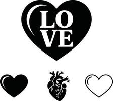 Set of A heartfelt collection showcasing different expressions of love and affection with stark contrast vector