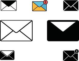 Set of Email communication icons representing new messages and unread notifications in a art format vector