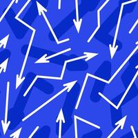 Seamless pattern of sharp hand drawn white arrows on a blue background vector