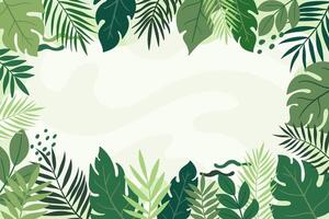 Abstract tropical green leaves background, jungle modern frame with monstera, palm and banana leaves. Tropical Wild Foliage Background vector