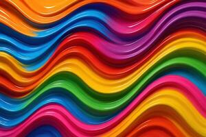 Flowing Liquid Paint in Vibrant Orange Blue Red Purple Green Yellow and Pink Creating a Dynamic Background photo