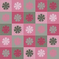 Modern Minimal Botanical seamless Pattern with flowers checkered vector