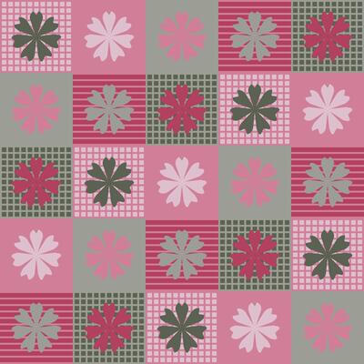 Modern Minimal Botanical seamless Pattern with flowers checkered