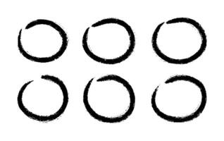 Hand Drawn grunge Circle Highlights with dry brush or marker texture. Marker Scribble Elements Set. Sketchy rough oval and circular frames perfect for emphasizing text, UX design, educational content vector