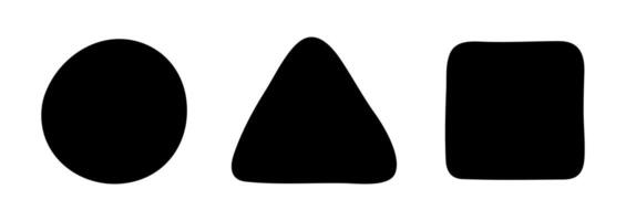 Hand Drawn Abstract Black Geometric Shapes. Minimalist Kids Playful Design Elements. Perfect for contemporary graphic design, branding, packaging, web design, posters, and children projects. vector