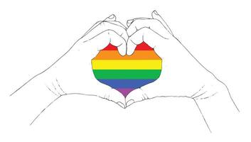 LGBT flag in the shape of a heart form vector