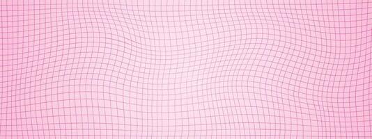Checkered pink gradient hand drawn pattern . Texture of checkered notebook sheet. Abstract retro pattern with wavy grid vector