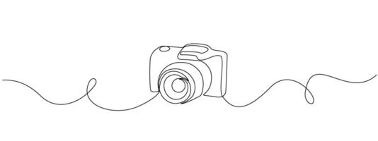 Camera with one continuous line. Minimal symbol of photography. line editable illustration of professional camera vector