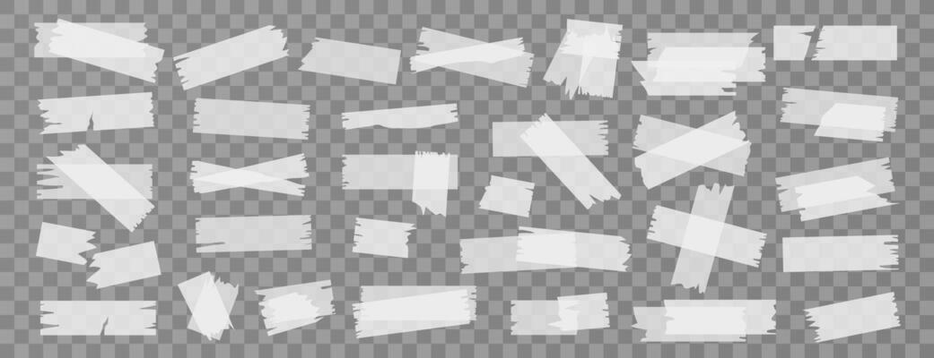 Set of isolated sticky stripes, duct tapes, adhesive notes, stickers. Elements on background. Collection of white papers for collages, office designs, reminders.