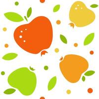Colorful apples with leaves and dots seamless pattern vector