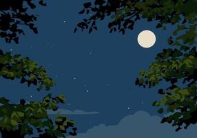 Silhouetted Branches and Moonlit Clouds vector
