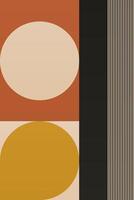 Flat Color Abstract Geometric Shape Mid Century Illustration vector