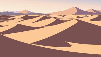Minimalist Desert Scenery Featuring Sand Dunes, background illustration with nature concept vector