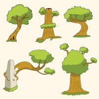 clipart of various shapes of trees in flat style, illustration with nature concept vector