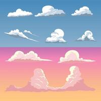 Clipart of various shapes of clouds in flat style, illustration with nature concept vector