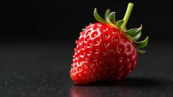 Fresh Red Strawberry On Dark Background photo
