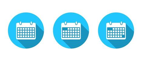 Calendar, date icon with long shadow. Event reminder sign symbol vector