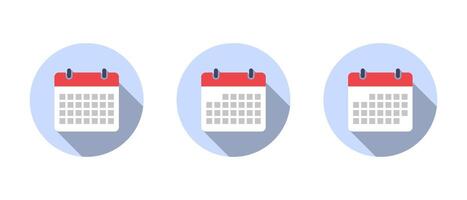 Calendar, date icon with long shadow. Event reminder symbol vector