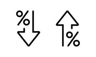 Percent down and up icon in trendy style. Percentage downward and upward arrow sign. Decline and growth symbol vector