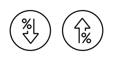 Percent down and up icon on circle line. Percentage downward and upward arrow sign. Decline and growth symbol vector