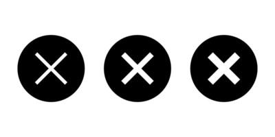 Cross x icon set in on black circle. Wrong, error, close sign symbol vector